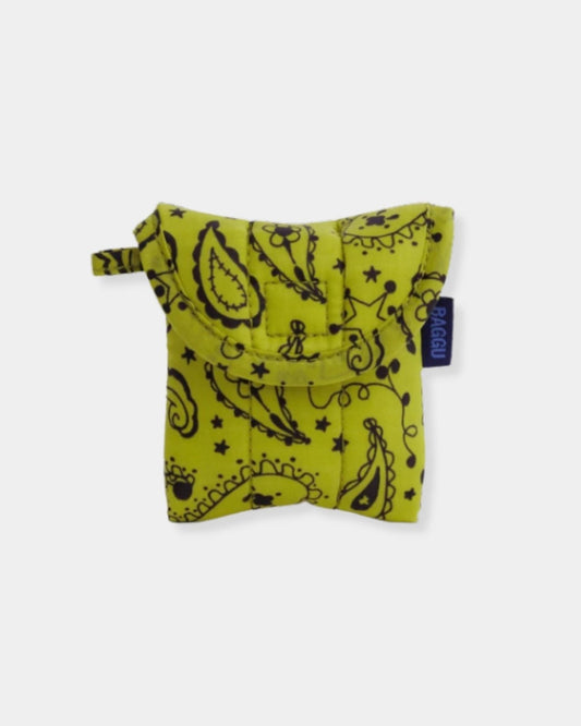 PUFFY EARBUDS CASE - CHARTREUSE PAISLEY | Stonewaters