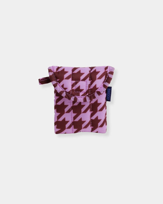 PUFFY EARBUDS CASE - PINK HOUNDSTOOTH | Stonewaters