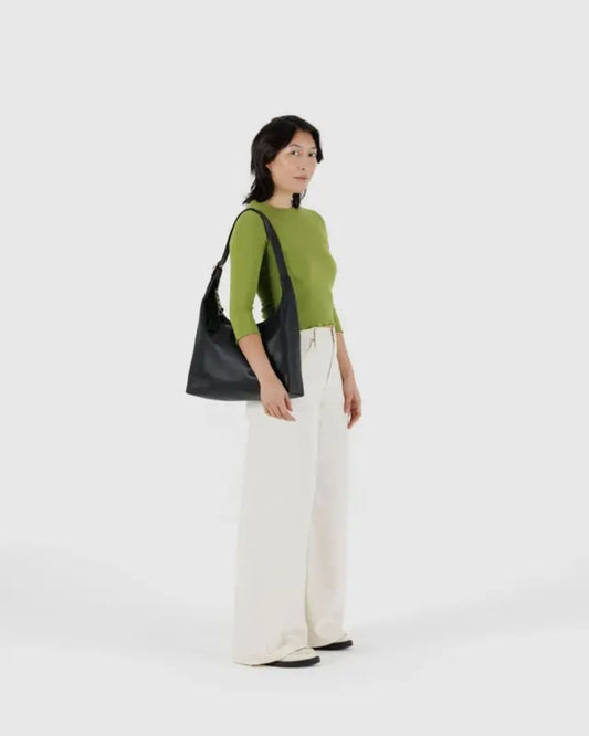 RECYCLED LEATHER SHOULDER BAG - BLACK | Stonewaters