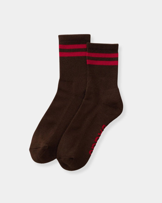 RIBBED SOCK - COFFEE STRIPE | Stonewaters