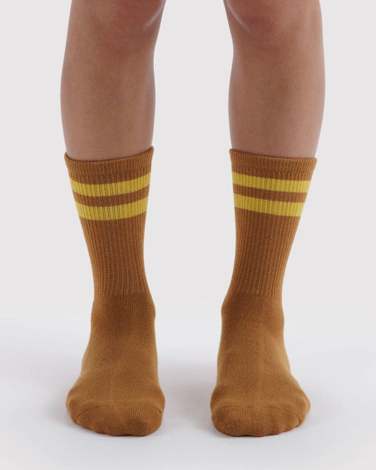 RIBBED SOCK - TOFFEE STRIPE | Stonewaters