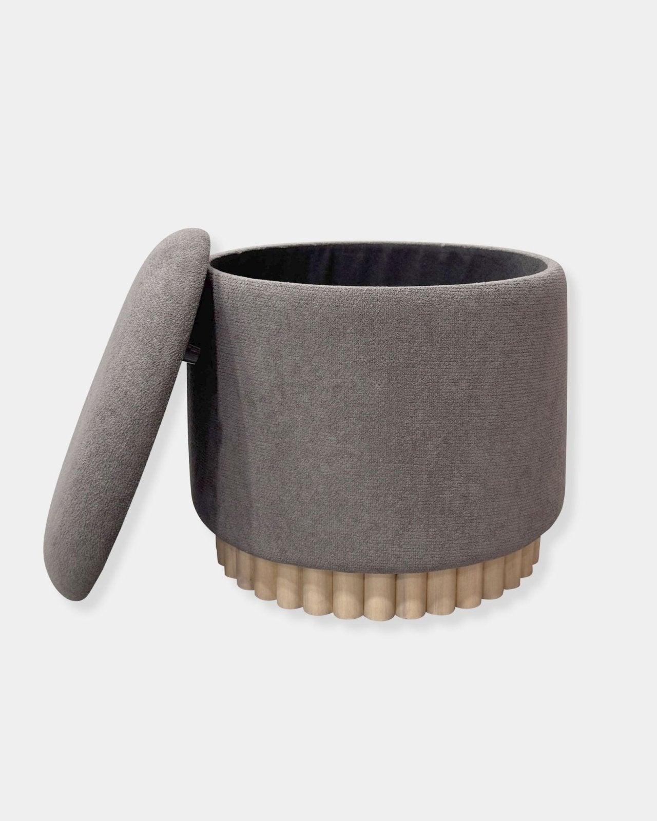 SADIE STORAGE OTTOMAN - CHARCOAL & NATURAL | Stonewaters