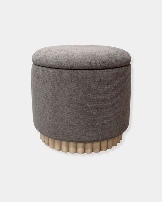 SADIE STORAGE OTTOMAN - CHARCOAL & NATURAL | Stonewaters