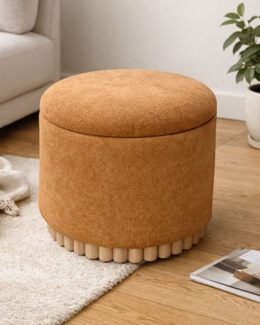 SADIE STORAGE OTTOMAN - RUST & NATURAL | Stonewaters