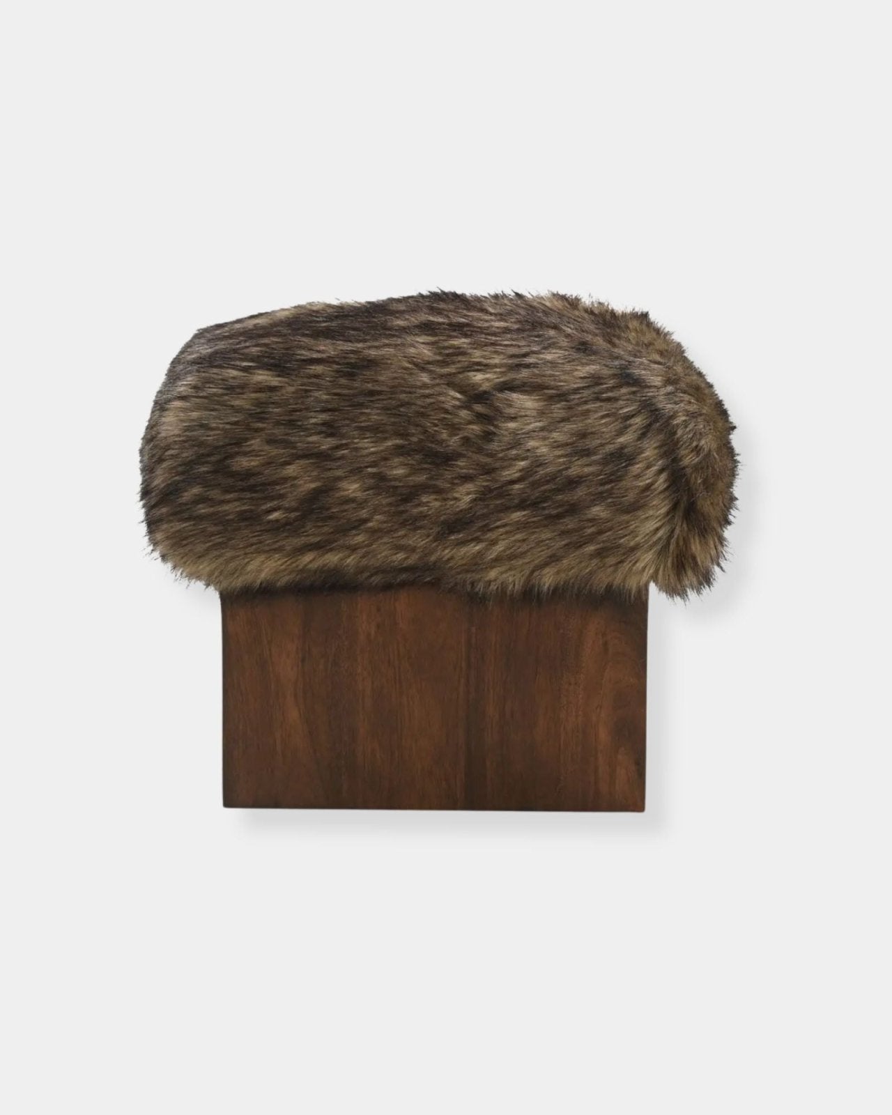 SERGE OTTOMAN - BROWN FAUX FUR | Stonewaters