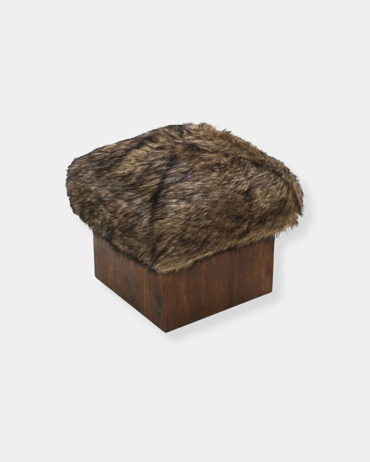 SERGE OTTOMAN - BROWN FAUX FUR | Stonewaters