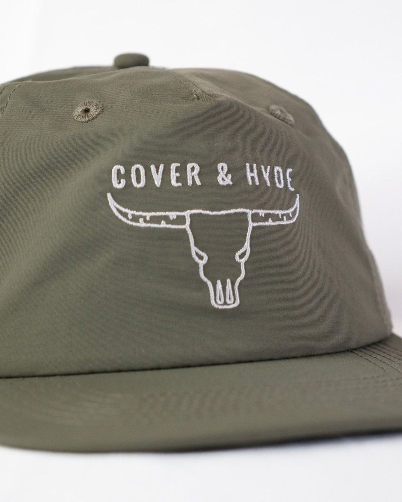 SKULL LOGO - OLIVE NYLON HAT | Stonewaters