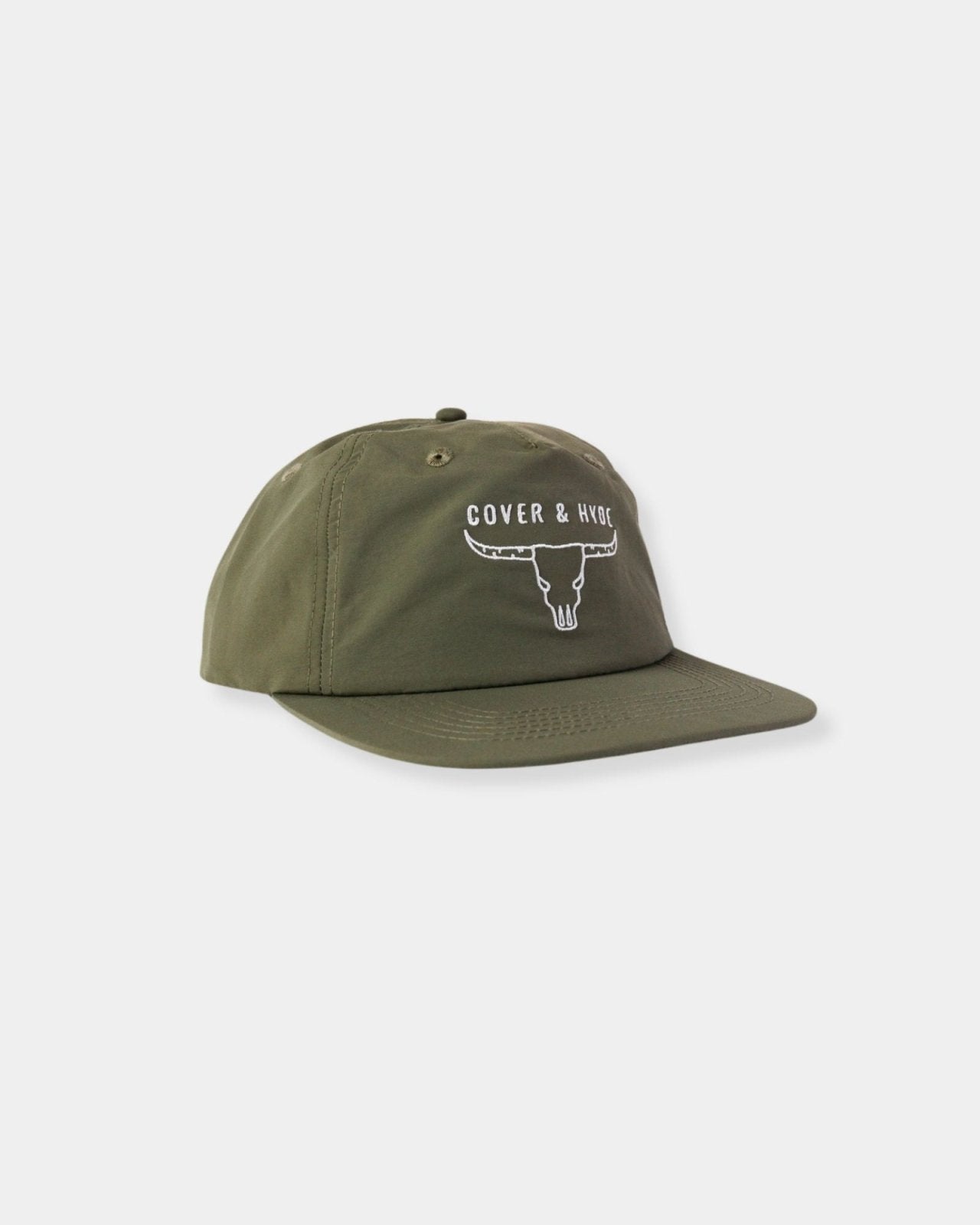 SKULL LOGO - OLIVE NYLON HAT | Stonewaters