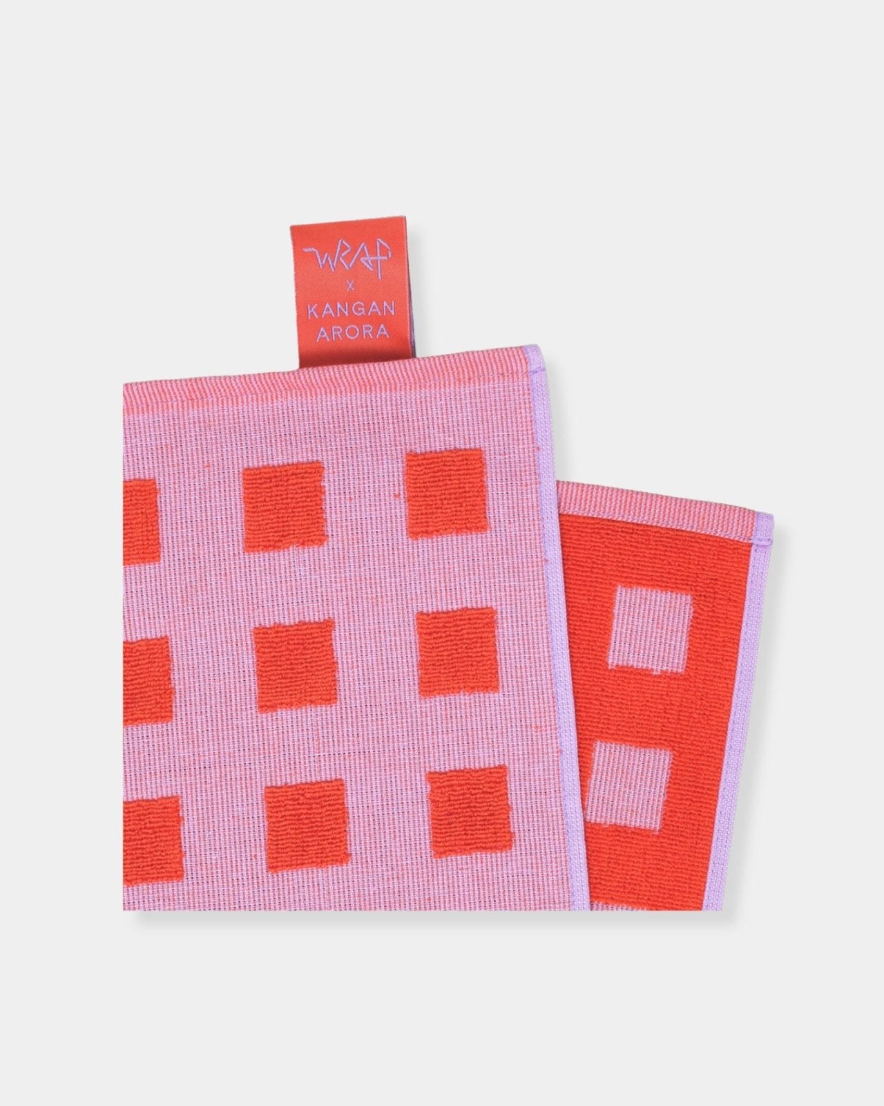 SQUARES LILAC / RED - COTTON TEA TOWEL | Stonewaters