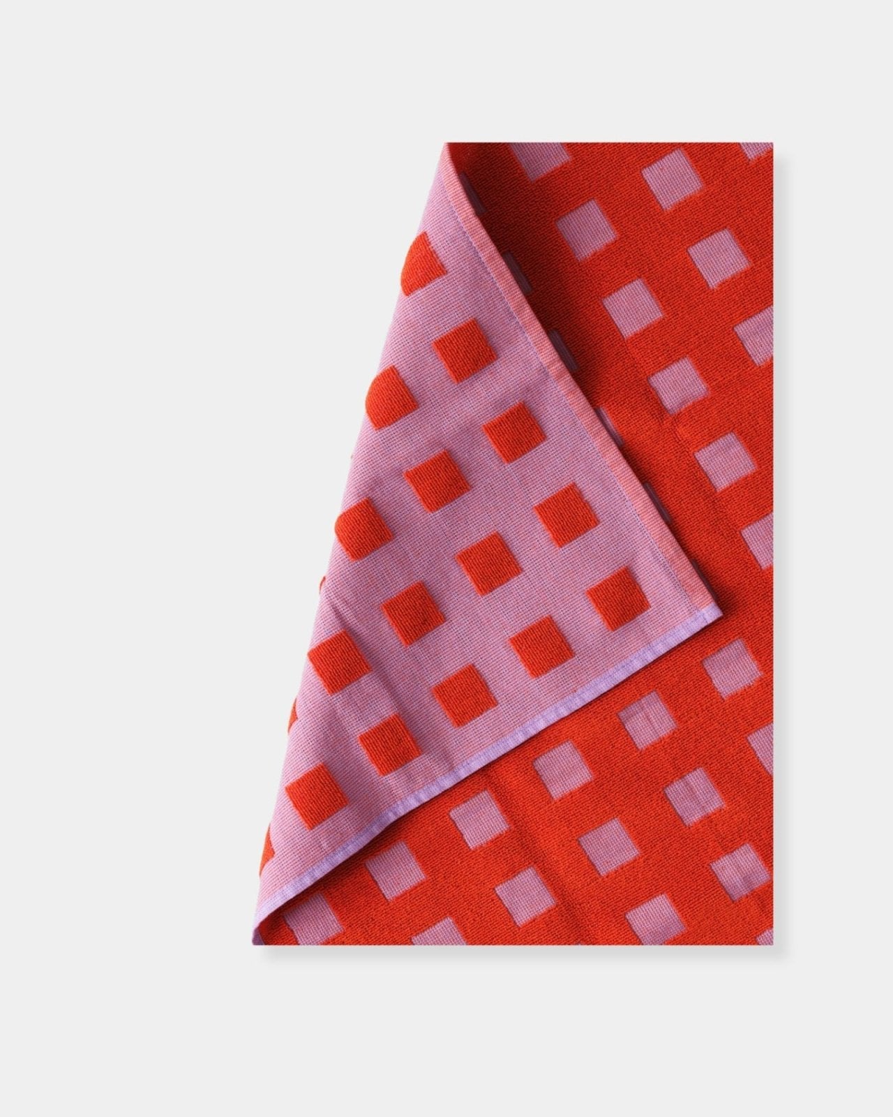 SQUARES LILAC / RED - COTTON TEA TOWEL | Stonewaters