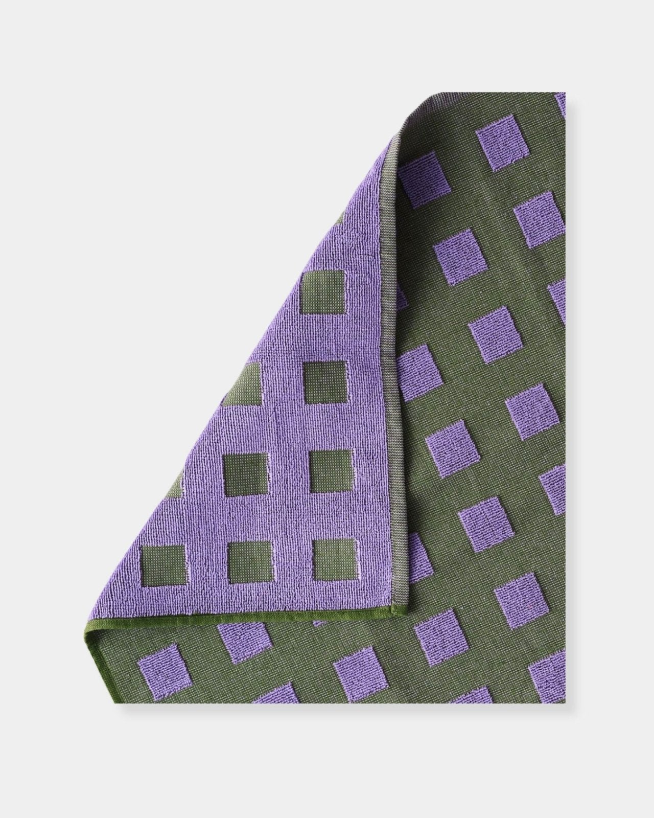 SQUARES OLIVE / LILAC - COTTON TEA TOWEL | Stonewaters