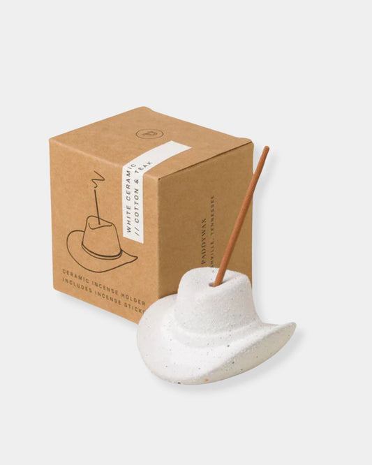 WHITE COWBOY HAT - INCENSE HOLDER - 124596 - PADDYWAX