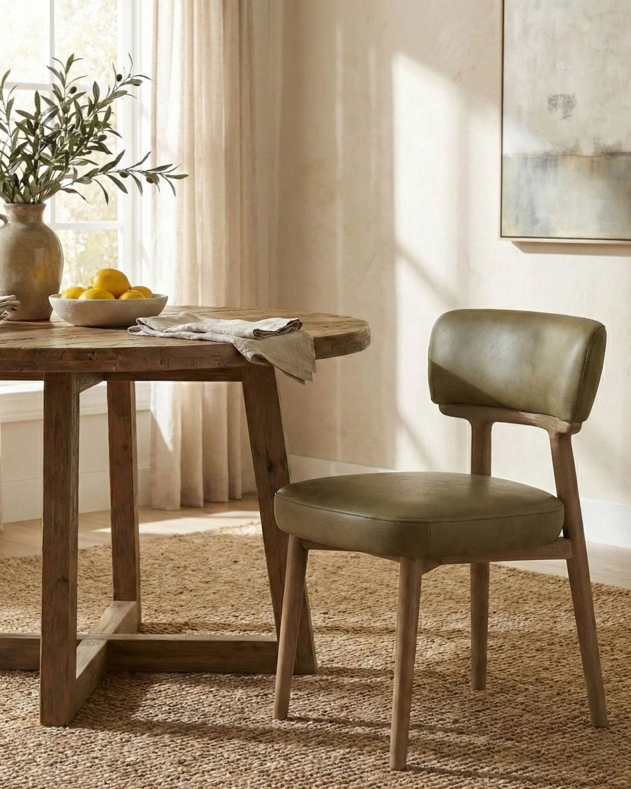WILLOW DINING CHAIR - SAGE GREEN LEATHER | Stonewaters