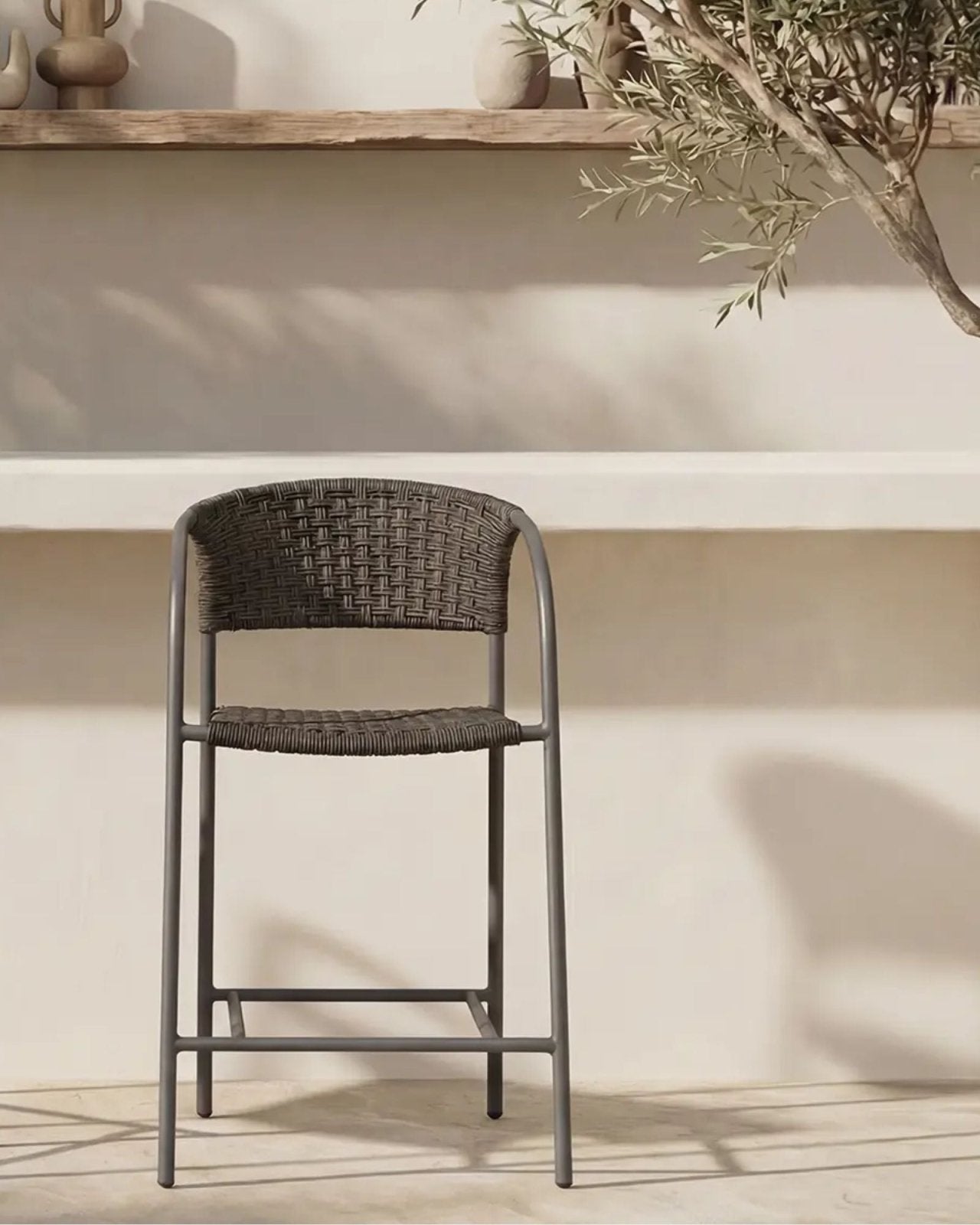 ZOLA OUTDOOR SET OF 2 COUNTER STOOL - BROWN | Stonewaters